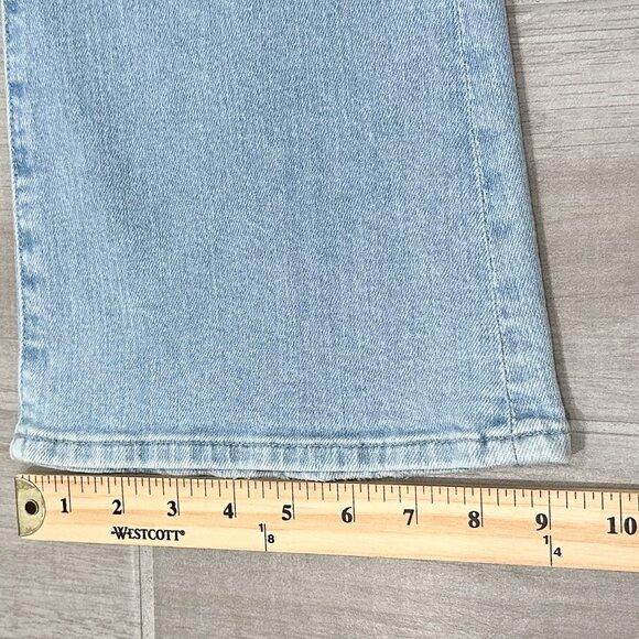 Mother Mid-Rise The Weekender Distressed Flare Jeans in Free Hugs Light Wash - Picture 13 of 14
